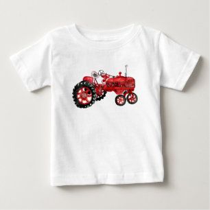 Gammal röd traktor teckning t shirt