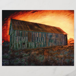 Gammal Rustic Vintage Orange Brown Barn Sunset