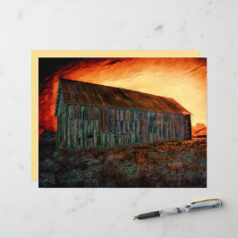 Gammal Rustic Vintage Orange Brown Barn Sunset