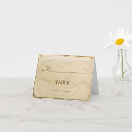Gammal rustik papper vintage bröllop-platskort kort
