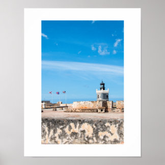 Gammal San Juan Lighthouse-fotoutskrift/ Poster