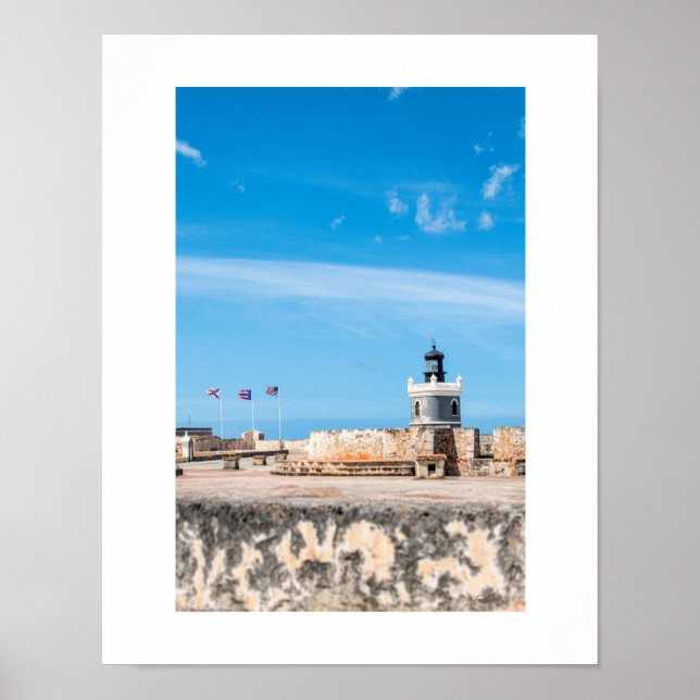 Gammal San Juan Lighthouse-fotoutskrift/ Poster (Framsidan)