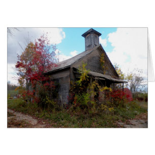 Gammal Schoolhouse i höst Hälsningskort