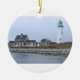 Gammal Scituate fyr Massachusetts Julgransprydnad Keramik