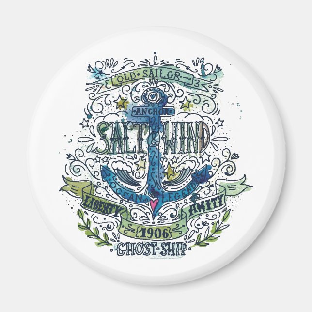 Gammal segelankare Poster Magnet (Framsidan)