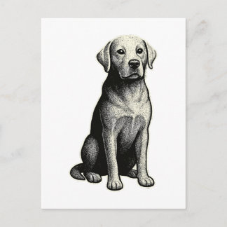 Gammal sittande hundillustration vykort
