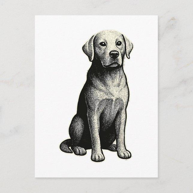 Gammal sittande hundillustration vykort (Framsida)