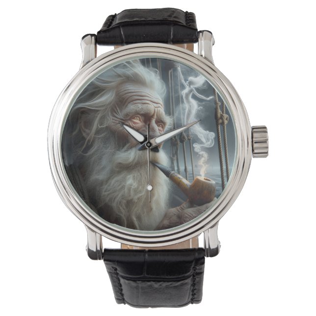 Gammal sjörökning av en pipa armbandsur (Framsida)