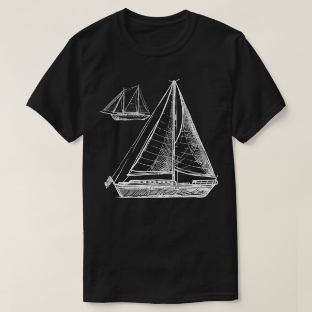 Gammal sjösegelbåt Älskare  T Shirt (Design framsida)