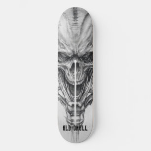 Gammal skiss på dödskalle mini skateboard bräda 18,5 cm