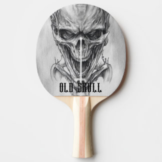 Gammal skiss på dödskalle pingisracket