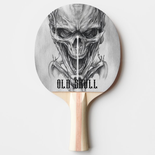 Gammal skiss på dödskalle pingisracket (Framsidan)