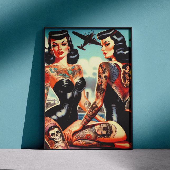 Gammal skol tatuering pinup poster (Skapare uppladdad)