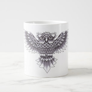 Gammal Skol Uggle Tatuering Design Jumbo Mugg