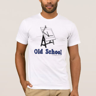 Gammal-Skola-Skissning-Stiga ombordblått Tee Shirt
