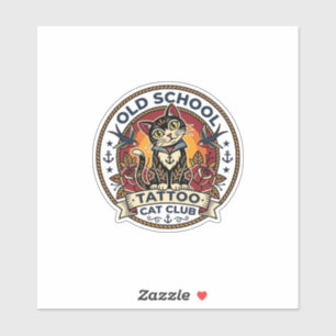 Gammal Skola Tattoo Katt Söt Kisse Design - Gammal Klistermärken