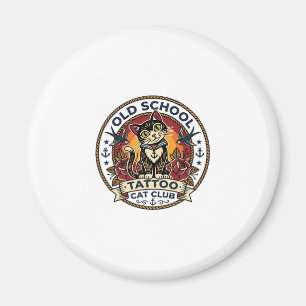 Gammal Skola Tattoo Katt Söt Kisse Design - Gammal Magnet