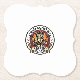 Gammal Skola Tattoo Katt Söt Kisse Design - Gammal Underlägg Papper