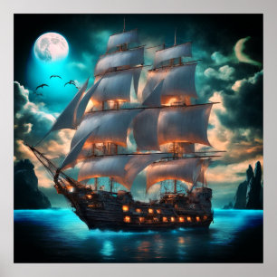 Gammal skonare segelfartyg poster