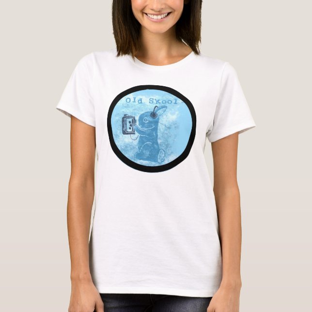 Gammal Skool kanin med bandspelardäcket Tee (Framsida)
