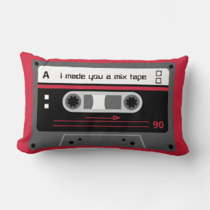 Gammal skool Red and Black Cassette Mix Tape Lumbarkudde