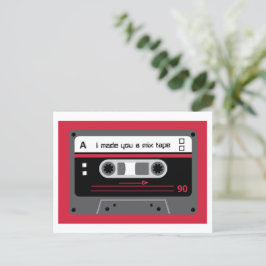 Gammal skool Red and Black Cassette Mix Tape Vykort