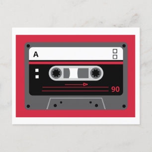 Gammal skool Red and Black Cassette Mix Tape Vykort