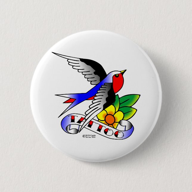 Gammal Skool svalatatuering Knapp (Framsida)