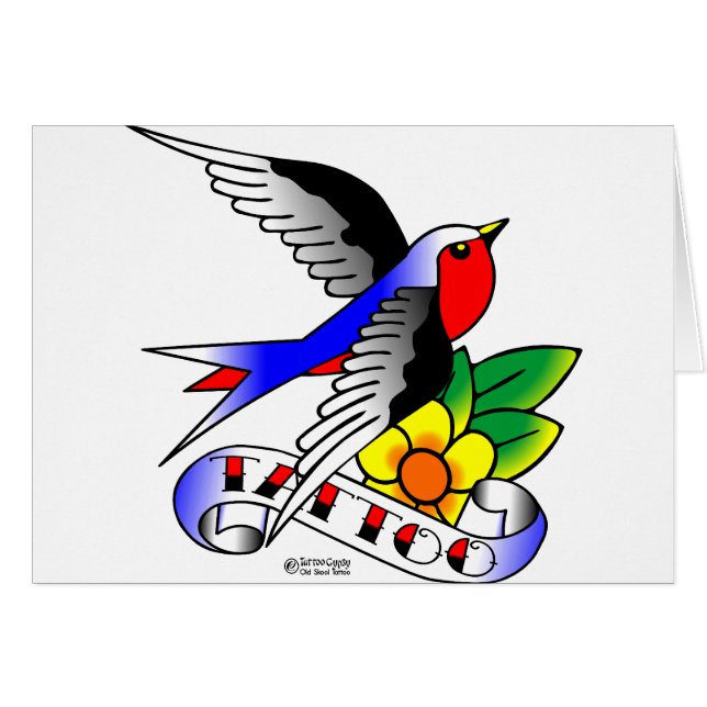 Gammal Skool tatueringsvala Hälsningskort (Framsidan Horizontal)