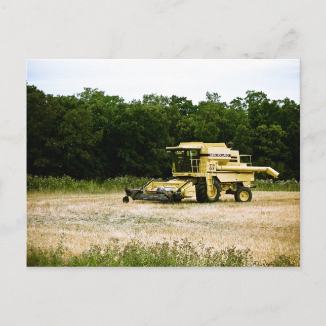 Gammal skördetrösk 01 vykort (Framsida)