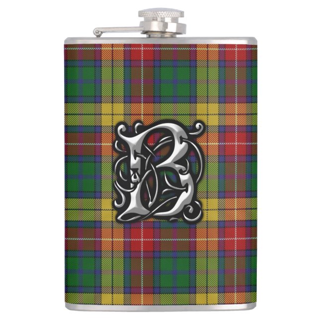 Gammal Skottland för klanBuchanan Tartan flaska Fickplunta (Framsidan)