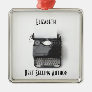 Gammal skrivmaskin för författare, journalist, julgransprydnad metall