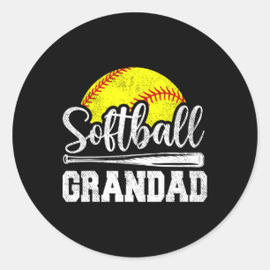 Gammal Softball Player Game Day Fars dag Gift Runt Klistermärke