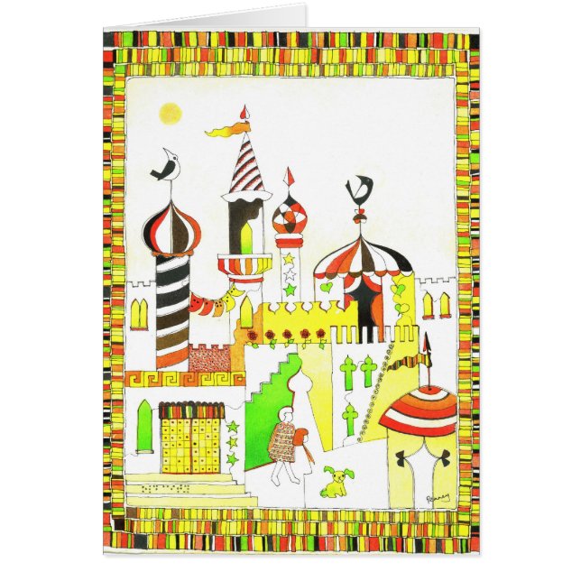 Gammal stad hälsningskort (Framsidan)