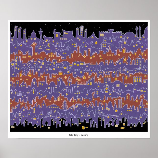 Gammal stad - Sana'a - Skriv ut Poster (Framsidan)