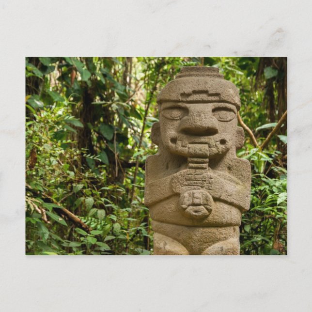 Gammal staty som spelar flöjt vykort (Framsida)