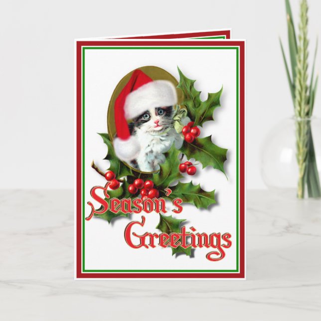 Gammal Stil-julkattunge Helgkort (Framsida)