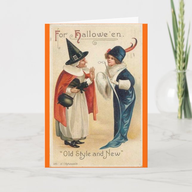Gammal stil & nytt Halloween önskemål Kort (Framsida)