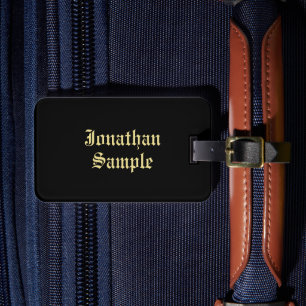 Gammal Stil-text, Basic Black och Guld, typsnittsm Bagagebricka