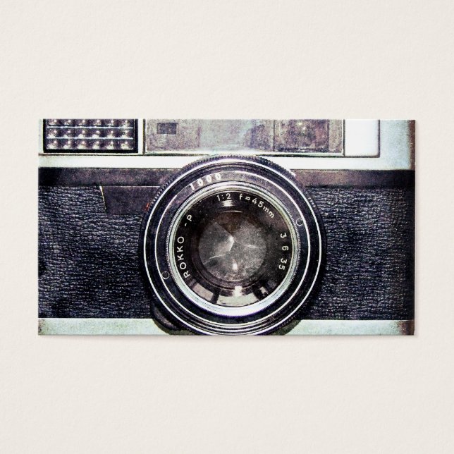 Gammal svart kamera visitkort (Framsidan)