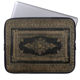 Gammal svart läder och Ro Guld Laptop Sleeve