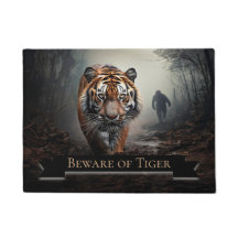 Gammal svart och orange tiger går i en surrealisti