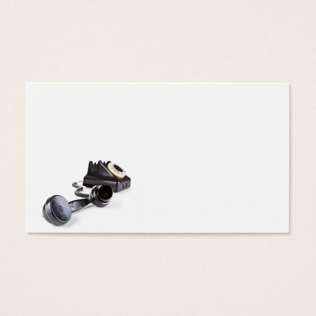 Gammal svart telefon med roterande nummer visitkort (Framsidan)