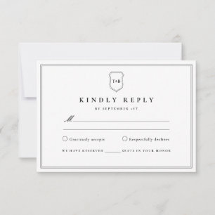 Gammal svart Vapensköld i Elegant, Monogram OSA Kort