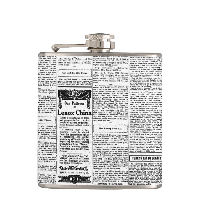 Gammal svart- & vittidning, retro annons för fickplunta (Framsidan)
