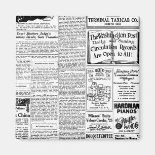 Gammal svart- & vittidning, retro annons för magnet