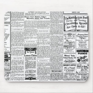Gammal svart- & vittidning, retro annons för musmatta