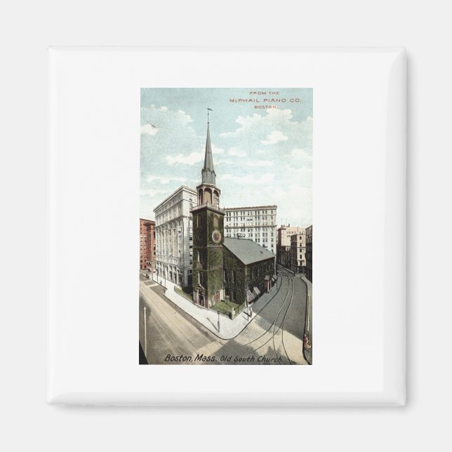 Gammal sydkyrka Boston Mass. 1908 Vintage Magnet (Framsidan)