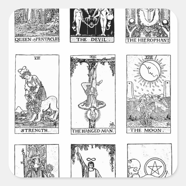 gammal tarot fyrkantigt klistermärke (Framsida)