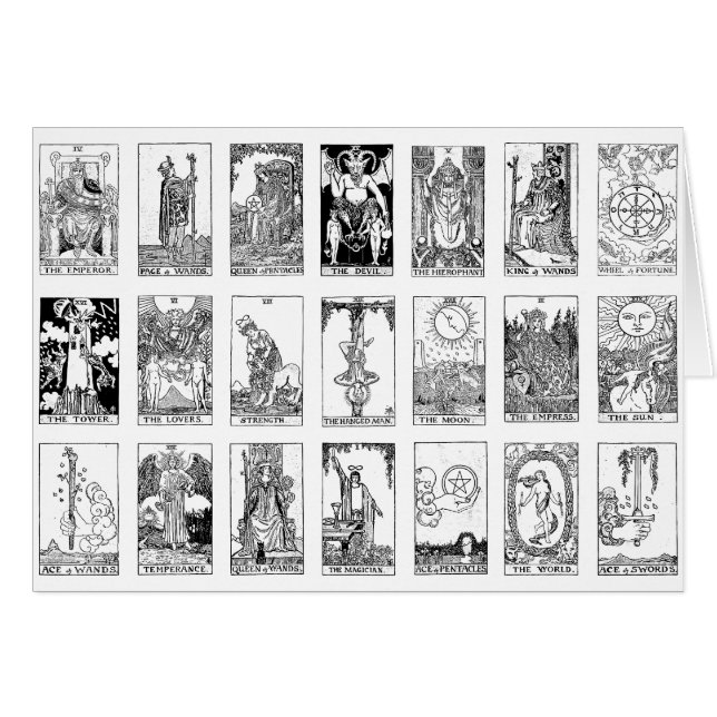 gammal tarot hälsningskort (Framsidan Horizontal)